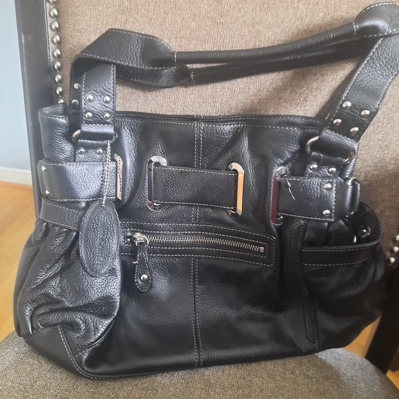 WILSON LEATHER Pelle Studio Black Leather Shoulder bag - Picture 1 of 7